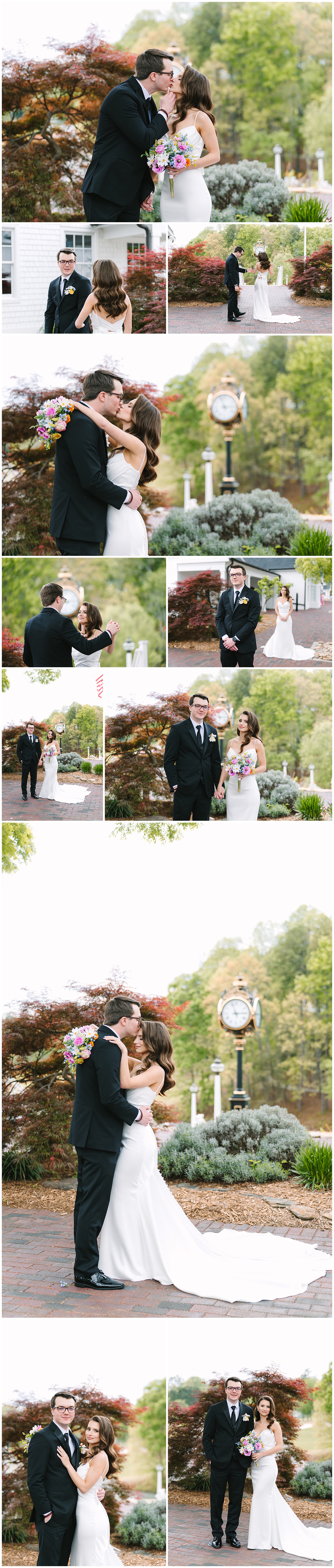 wedding portraits of couple on wedding day at Trump National Golf Club in Mooresville NC