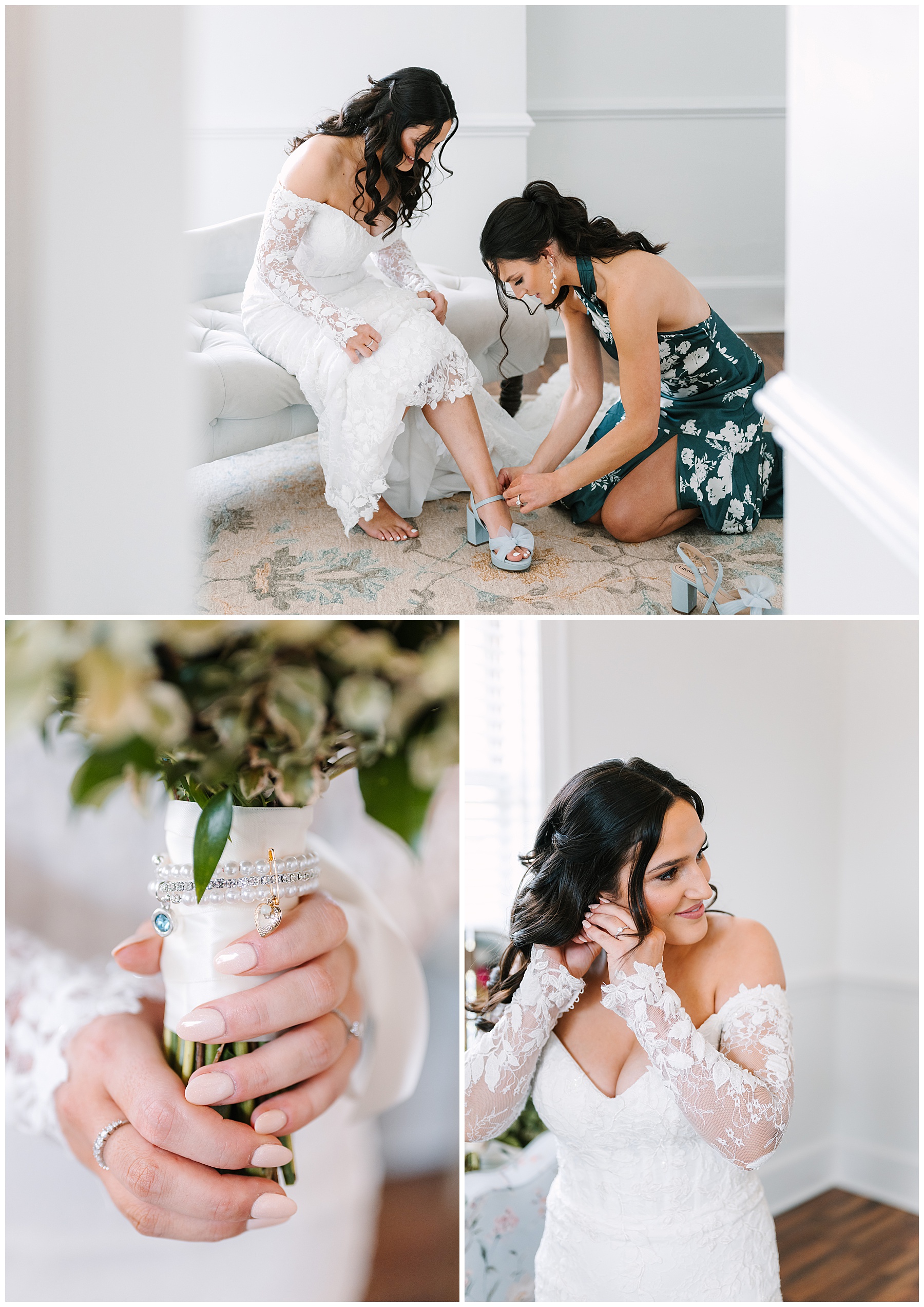 Family helps bride get ready for her separk mansion wedding