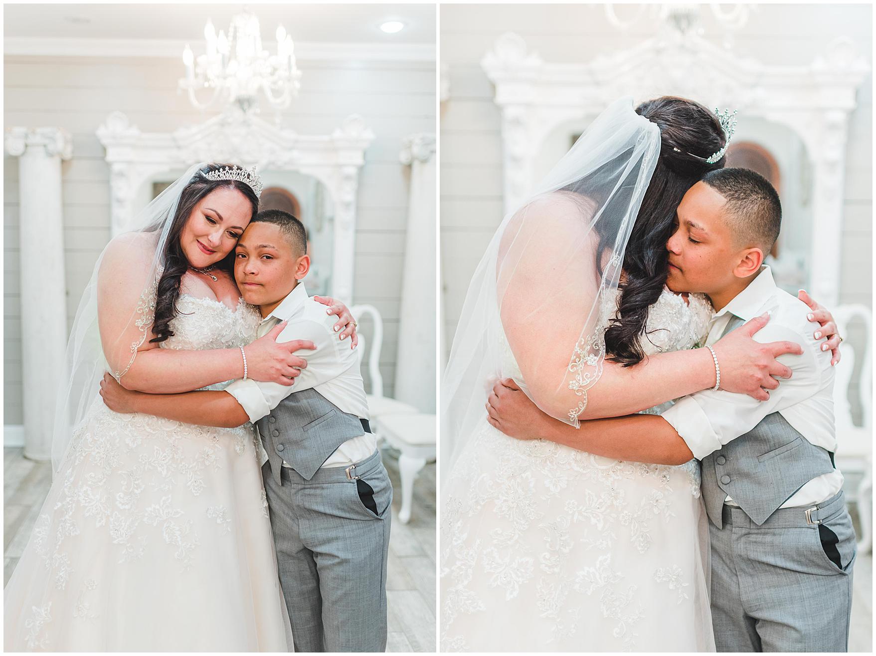 charlotte wedding photographer brides first look with her son